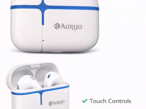 Earbuds- AARYA TWS Smart Pods-10 True Wireless Earbuds – Bluetooth 5.3, Hi-Fi Sound, 25H Playtime (White)