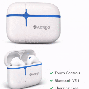 AARYA TWS Smart Pods-10 True Wireless Earbuds – Bluetooth 5.3, Hi-Fi Sound, 25H Playtime (White)