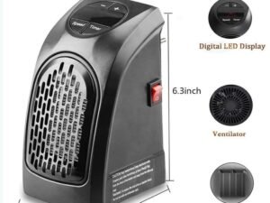 Wall-Outlet 400 Watts Portable Electric Handy Room Heater Plug-In Heater, Mini Heater, Room, Office, Bedroom Heater/Warmer with LED Display, Set Temperature, and Stylish Design (Black).