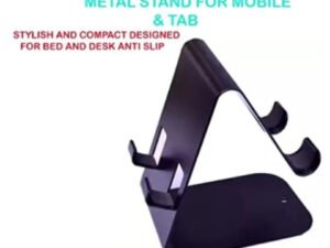 Stand- Metal Stand for Mobile & Tablet, Anti-Slip Desktop Phone Holder for Table & Bed Use (Black)