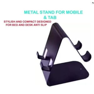 Metal Stand for Mobile & Tablet, Anti-Slip Desktop Phone Holder for Table & Bed Use (Black)