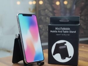 Stand-Mini Foldable Full Metal Mobile & Table Stand, Portable Phone Holder for Smartphones (Black)