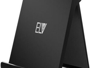 Stand- ELV Foldable & Portable Mobile / Tablet Stand, Adjustable Phone Holder for iPhone & Android Devices (Black, ABS Plastic)