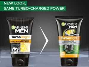 Face Wash- Garnier Men TurboBright Anti-Pollution Double Action Duo Foam Face Wash with Charcoal (100 g)