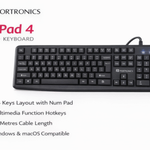 Portronics Ki-Pad 4 Wired Keyboard – Full Size USB Keyboard with Comfortable Keys (Black)