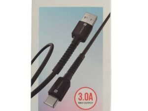 Cable- Portronics Konnect X USB to Type-C Cable (1M, Black) – 3A Fast Charging & Data Cable