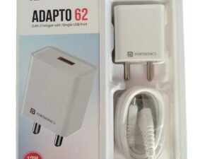 Charger- Portronics Adapto 62 Single USB Wall Charger (12W, White) with Micro USB Cable