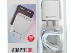 Charger- Portronics Adapto 66 Dual USB Wall Charger (12W) with Micro USB Cable – White