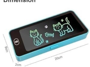 2-in-1 Writing Tablet Pencil Case for Kids – LCD Screen + Pen Storage Box (Blue)