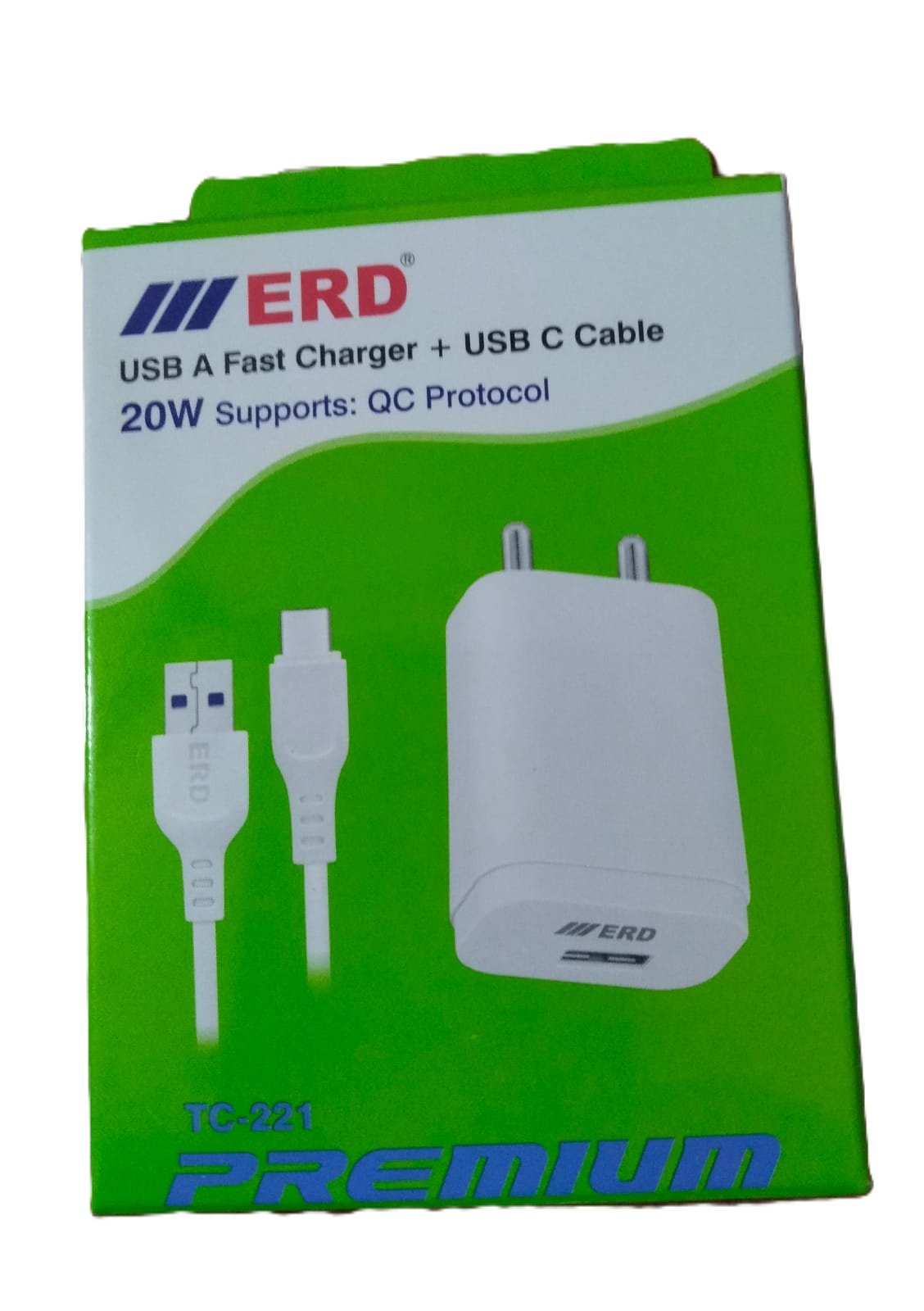 Charger- ERD TC-221 20W Fast Charger (USB-A) with USB-C Cable - Image 2