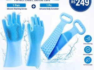 Silicone Cleaning Gloves + Body Scrubber Combo Pack (Only ₹249)
