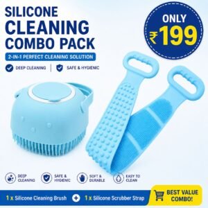 Silicone Cleaning Brush + Body Scrubber Strap Combo (Only ₹199)