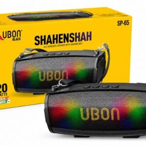UBON Black Shahenshah SP-65 20W Wireless Bluetooth Speaker | RGB Lights | Bluetooth v5.3 | USB, TF Card, AUX & FM Radio | 10 Hours Playtime | Black