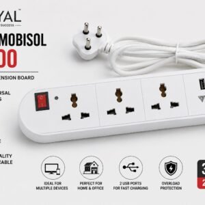 Extension Board – Royal Mobisol EX-100 All-in-One with 3 Universal Sockets & 2 USB Ports