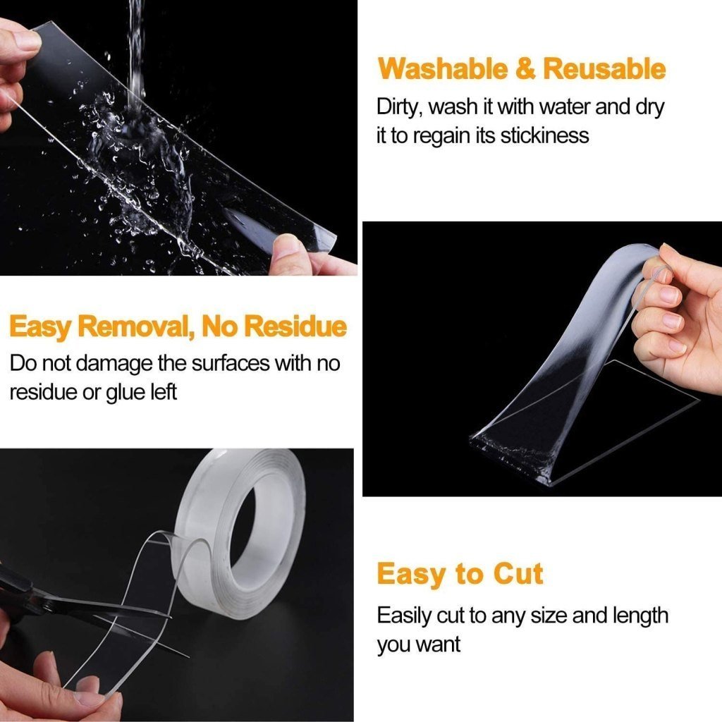 Tape- Double Sided Nano Gel Grip Tape – 3 Meter Each, Pack of 4 - Image 3