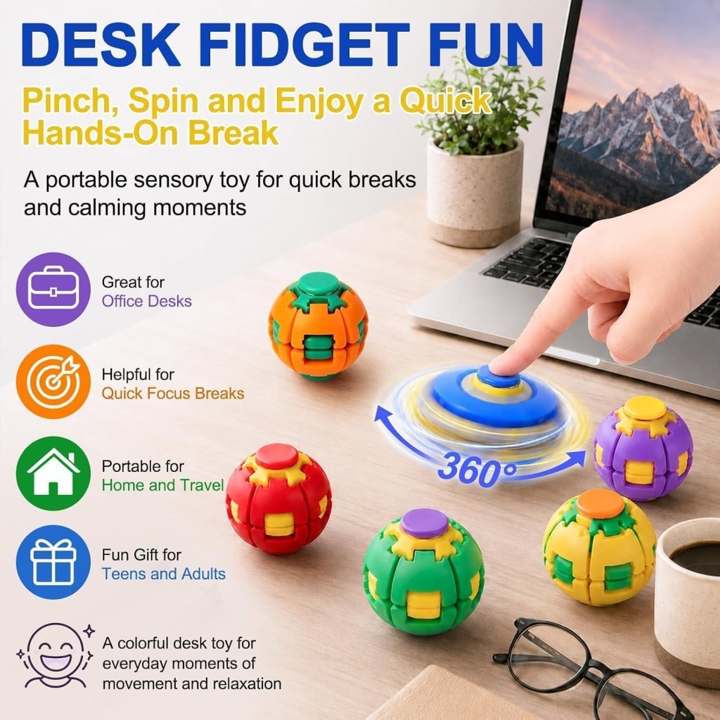 Fidget Toy Combo – Spinner Ball + Assorted Pop-It Toy | Pack of 2 - Image 4