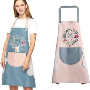 Women’s Waterproof Kitchen Apron with Front Pocket & Hand-Wipe Towels